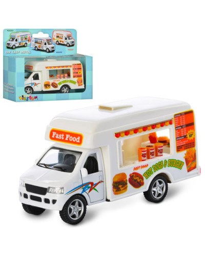Машина «FAST FOOD TRUCK» 13 см металева інерційна з гумовими колесами та дверима що відчиняються, у коробці 16х13,5х5,5 см