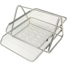 Лоток горизонтальний металевий на 2 відділення срібний 200х295х350 мм, ТМ Leader