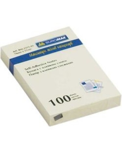 Блок паперу 51х76мм клеєний зі 100 аркушів, жовтий, ТМ Buromax