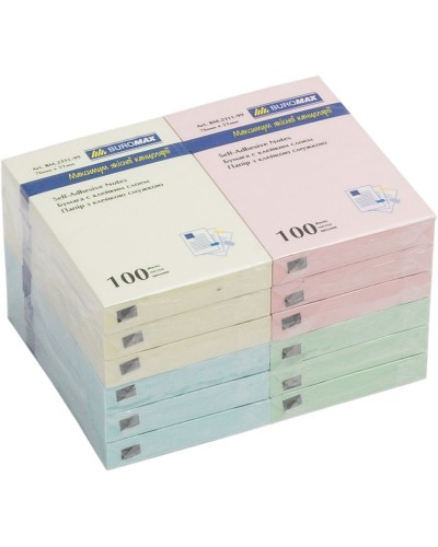 Блок паперу клеєний 51х76 мм 100 аркушів, в асортименті, ТМ Buromax