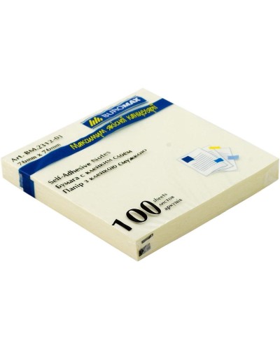 Блок паперу для нотаток 76х76 мм 100 аркушів жовтий, ТМ Buromax