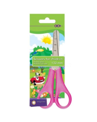 Ножиці дитячі 13,2 см з лінійкою, рожеві, TM ZiBi