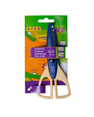 Ножиці дитячі «Зіг - Заг», 16,5 см, на блістері, сині, TM ZiBi