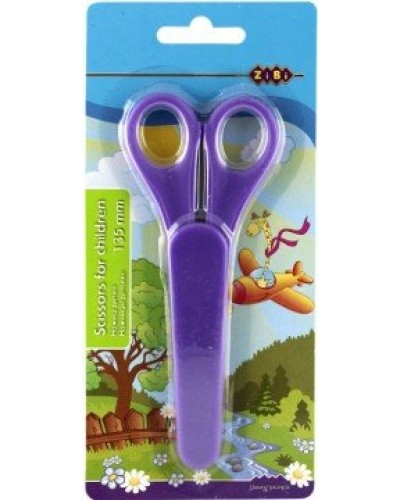 Ножиці дитячі 13,5 см, з лінійкою, в чохлі, фіолетові, TM ZiBi