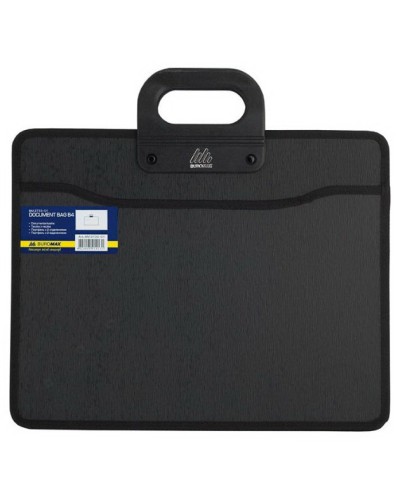 Папка-портфель В4 на 2 відділення пластикова на застібці чорна, TM Buromax