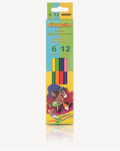 Олівці «Пегашка» двосторонні 6 штук на 12 кольорів, ТМ Marco