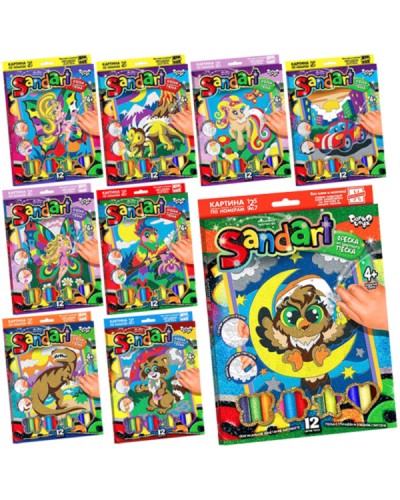 Набір для розпису по номерах «Фреска із кольорового піску» Sandart, в асортименті, ТМ Данко Тойс