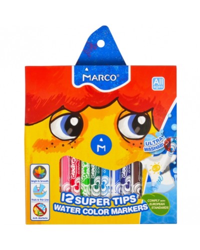 Фломастери «Super Washable» на 12 кольорів, ТМ Marco
