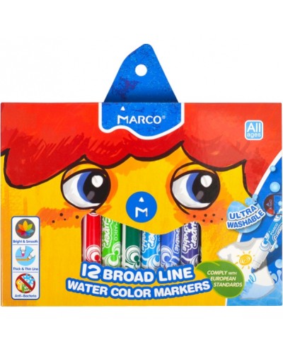 Фломастери «Super Washable Jumbo» на 12 кольорів, ТМ Marco