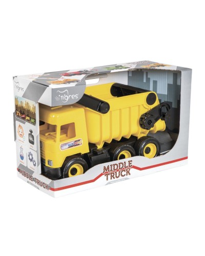 Самоскид «Middle truck» інерційний жовтий, у коробці 27х44х19 см, ТМ Тигрес