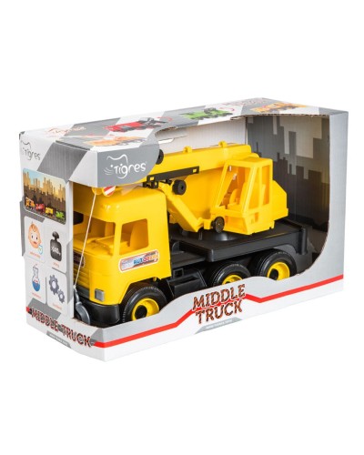 Підйомний кран жовтий інерційний, у коробці 27х44х19 см, ТМ Тигрес