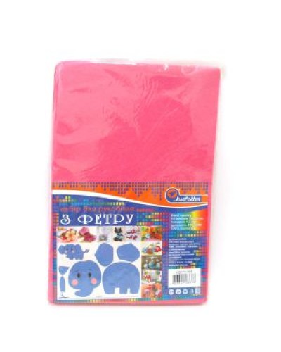 Фетр A4, hard, 170 gsm, 1,2 мм, рожевий, 10 аркушів, ТМ J.Otten