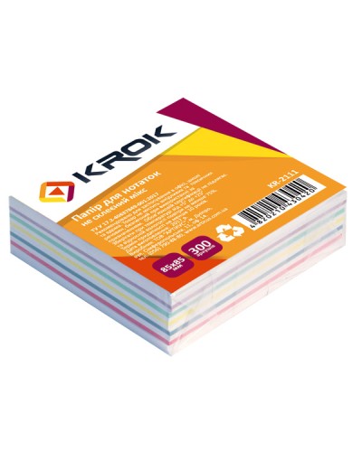 Блок паперу «Мікс» не клеєний 85х85 мм на 300 аркушів, ТМ Krok