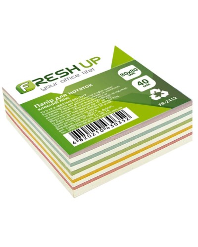 Блок паперу «Мікс» клеєний 80х80 мм 400 аркушів, ТМ Fresh Up