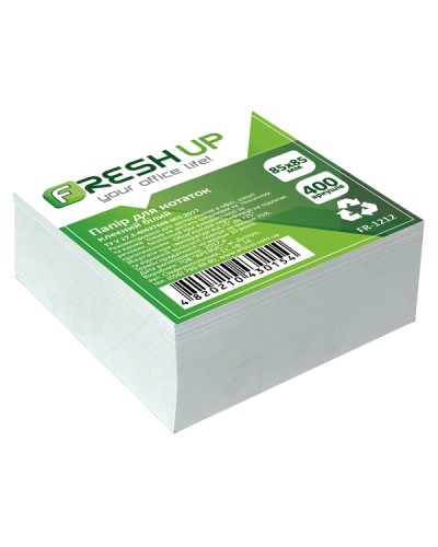 Блок паперу «Білий» клеєний 85х85 мм 400 аркушів, ТМ Fresh Up