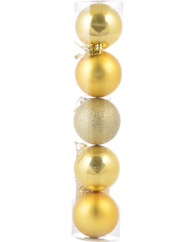 Набір новорічних кульок золотих, 5 шт. в упаковці, ТМ Yes