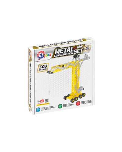Конструктор металевий «Будівельний кран» з 303 деталей, у коробці 19х19х3,5 см, ТМ Технок