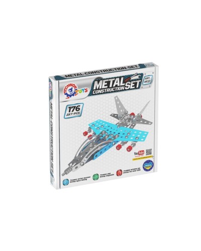 Конструктор металевий «Винищувач» на 176 деталей, у коробці 20,5х16х4 см, ТМ Технок