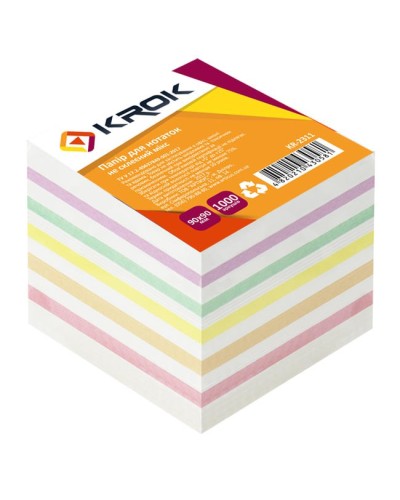 Блок паперу «Мікс» не клеєний 90х90 мм 1000 аркушів, ТМ Krok