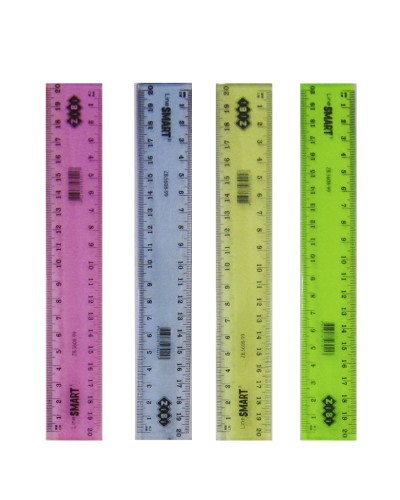 Лінійка 20 см пластикова тонована, в асортименті, ТМ ZiBi