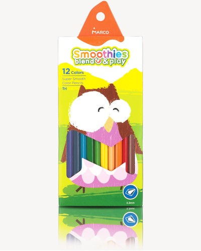 Олівці «Smoothies b&» трикутні суперм'які на 12 кольорів ТМ Marco