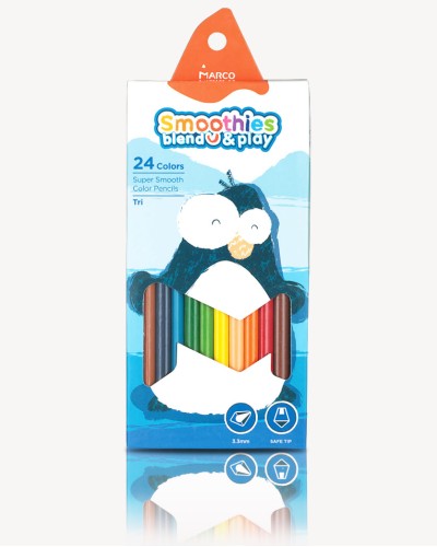 Олівці «Smoothies b&» трикутні суперм'які на 24 кольори, ТМ Marco