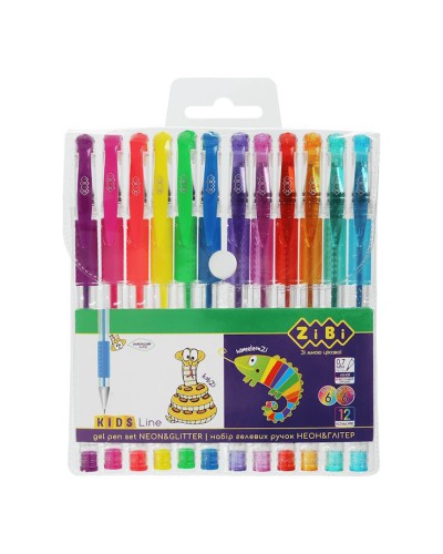 Набір гелевих ручок «NEON+GLITTER» з 12 шт, TM ZiBi