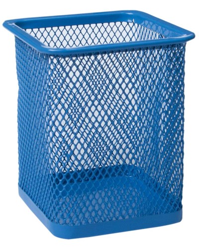 Підставка для ручок квадратна 80х80х95 мм металева, синя, ТМ Buromax