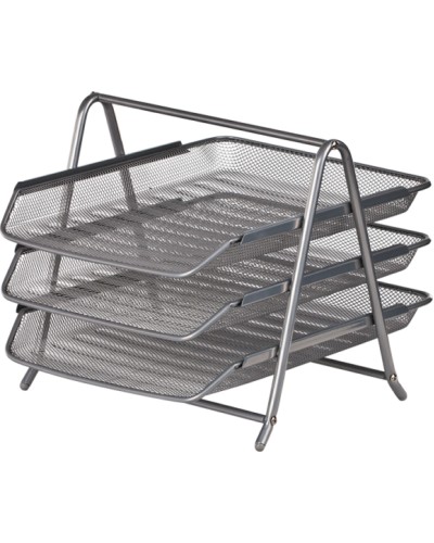 Лоток «3 в 1» горизонтальний металевий срібний 350х295х270 мм, ТМ Buromax