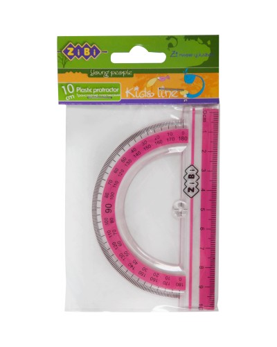 Транспортир 10 см 180° з рожевою смужкою, в блістері,ТМ ZiBi