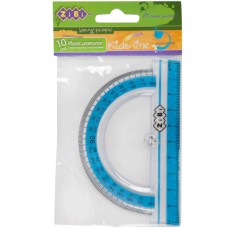 Транспортир 10 см 180° з блакитною смужкою, в блістері, ТМ ZiBi