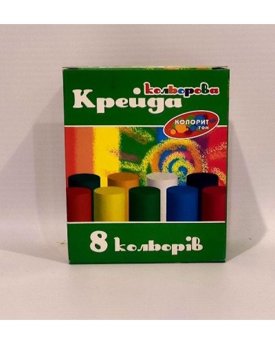 Крейда кольорова «Люкс Колор», кругла, 8 кольорів, у кортоннній упаковці 20х100 мм
