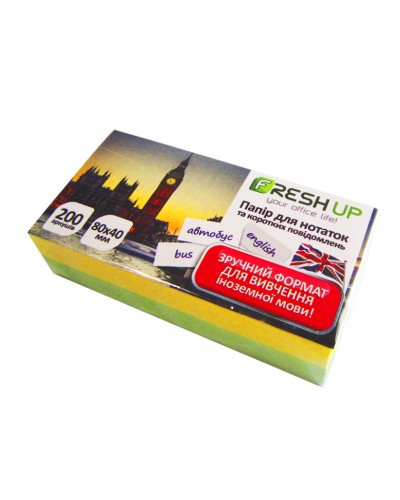 Блок паперу «Кольоровий люкс» клеєний 80х40 мм на 200 аркушів, Fresh