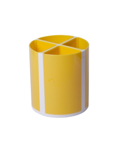 Підставка для ручок «Твістер» на 4 відділення, пластикова, жовта, ZiBi