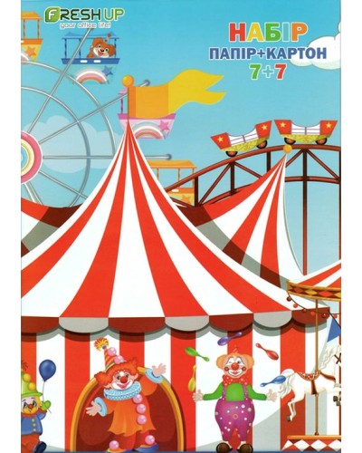 Набір кольорового паперу та картону «7+7», А4, 14 аркушів, 7 кольорів, ТМ Fresh Up