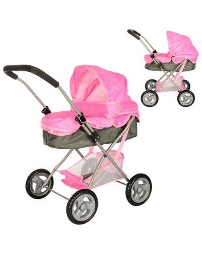 Візочок для ляльки 39х48х71 см металевий класичний з кошиком, у коробці 63х40х11 см