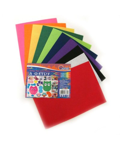 Фетр A4 hard 170 г/м2 1,2 мм на 10 кольорів, TM J.Otten