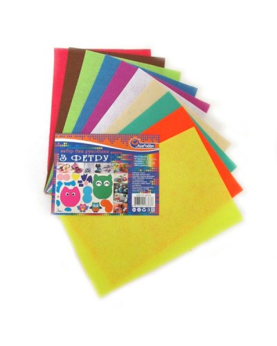 Фетр A4 hard 170 г/м2 1,2 мм 10 кольорів, ТМ J.Otten