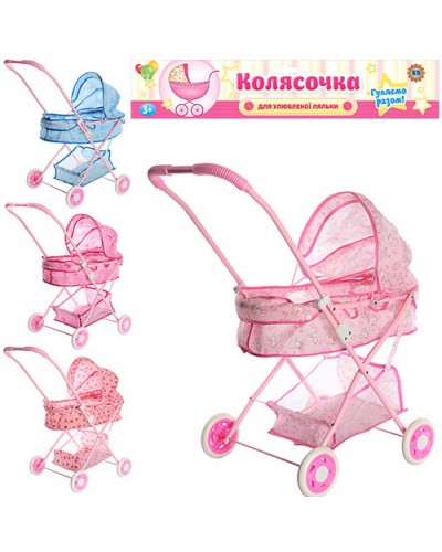 Коляска для ляльок «Класична» металева 65х29х67 см зі складною люлькою в асортименті, 35х68х10 см