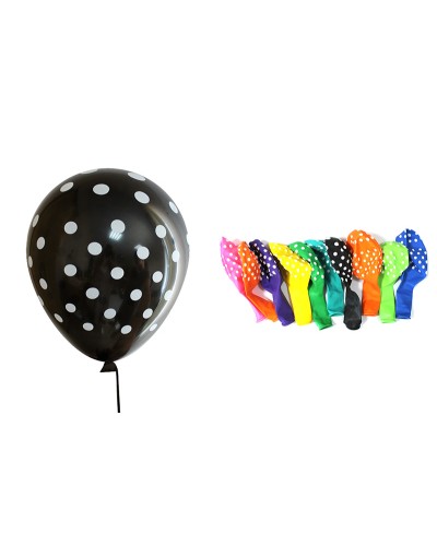 Кульки повітряні 12 см в горошок, в асортименті, 100 шт в упаковці