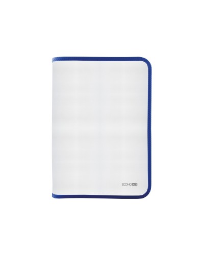 Папка-пенал на блискавці А4 прозора з фактурою «тканина», синя, ТМ Economix