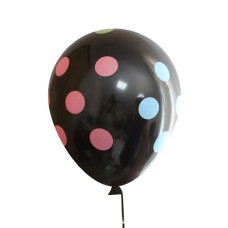 Кульки повітряні 30 см, чорні в горошок, 100 шт. в уп.