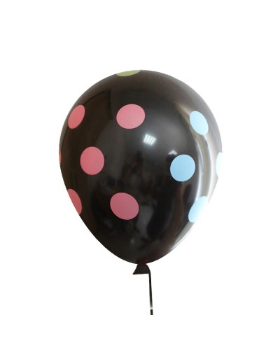 Кульки повітряні 30 см, чорні в горошок, 100 шт. в уп.