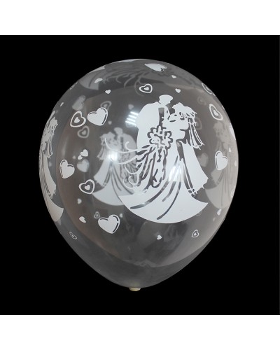 Кульки повітряні «Наречений і Наречена», 30 см, прозорі, білі, 100 шт. в упаковці