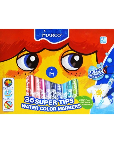 Фломастери «Super Washable» на 36 кольорів, ТМ Marco