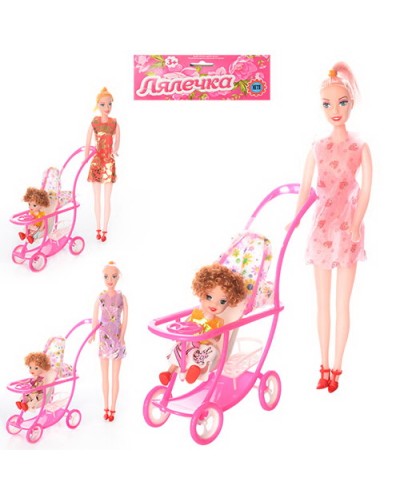 Лялька 27 см з донечкою 10 см та коляскою, в асортименті, у пакеті 18х32х5 см