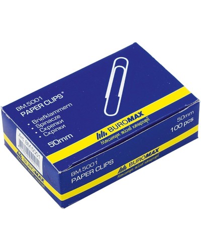 Скріпки нікельовані 50 мм, 100 шт., ТМ Buromax