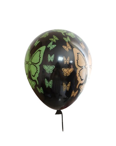 Кульки повітряні 30 см, чорні «Метелик» 100 шт. в уп.