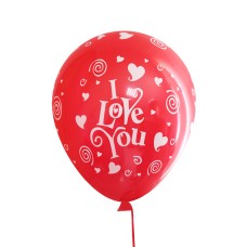 Кульки повітряні 30 см, червоні «Сердечка. I love you» 100 шт. в уп.