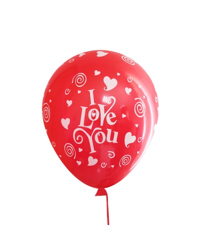 Кульки повітряні 30 см, червоні «Сердечка. I love you» 100 шт. в уп.